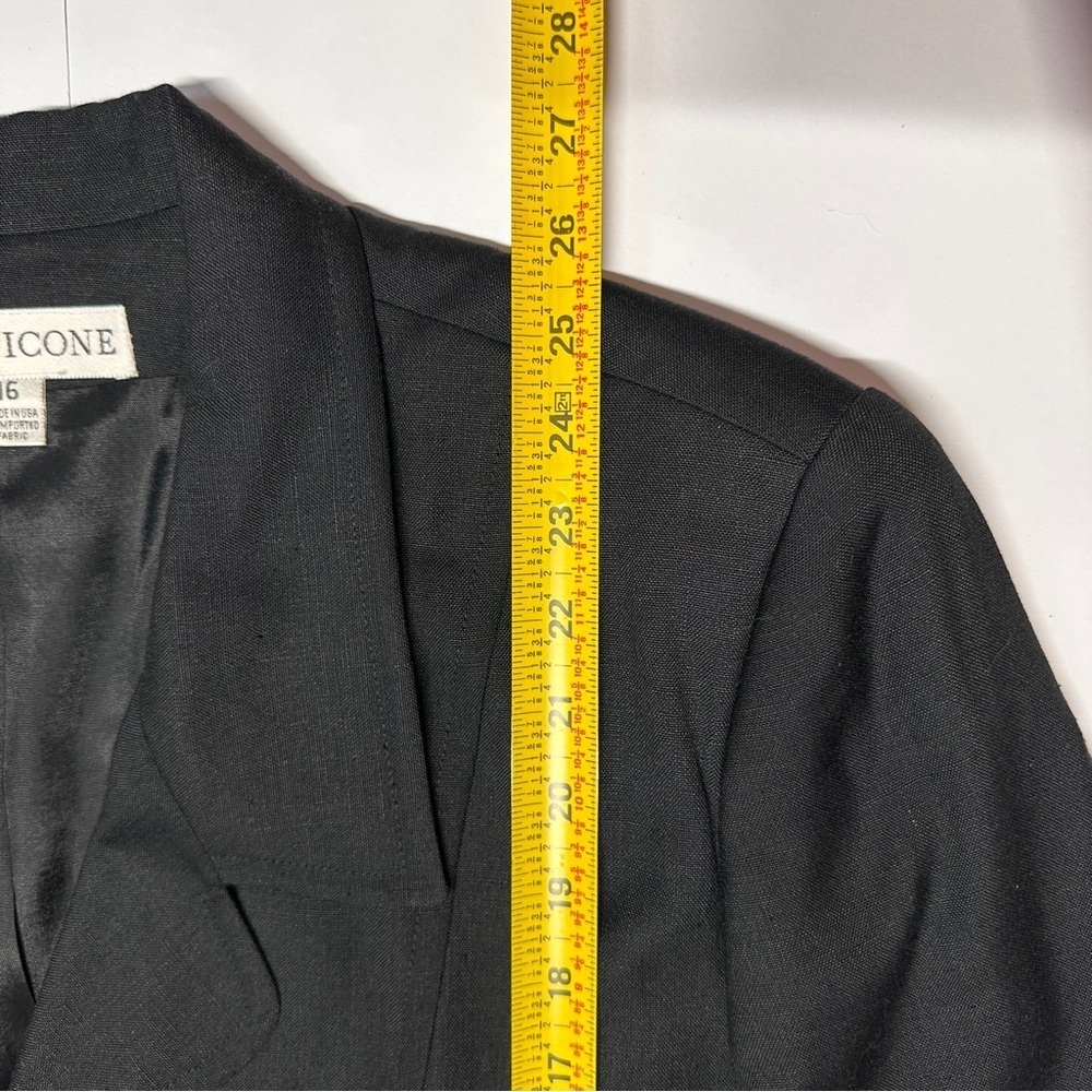 NWT! Linen Blend Vintage Short Sleeve Black Button Blazer Jacket Size 16 Career - Picture 12 of 14